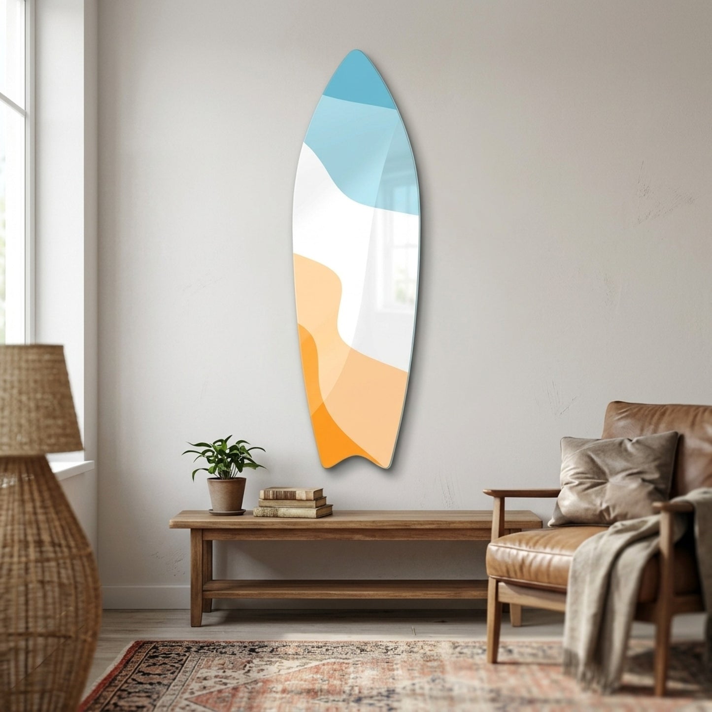 Modern Soyut Sahil Dalga Temalı Duvar Sanatı Surf Board Cam Tablo