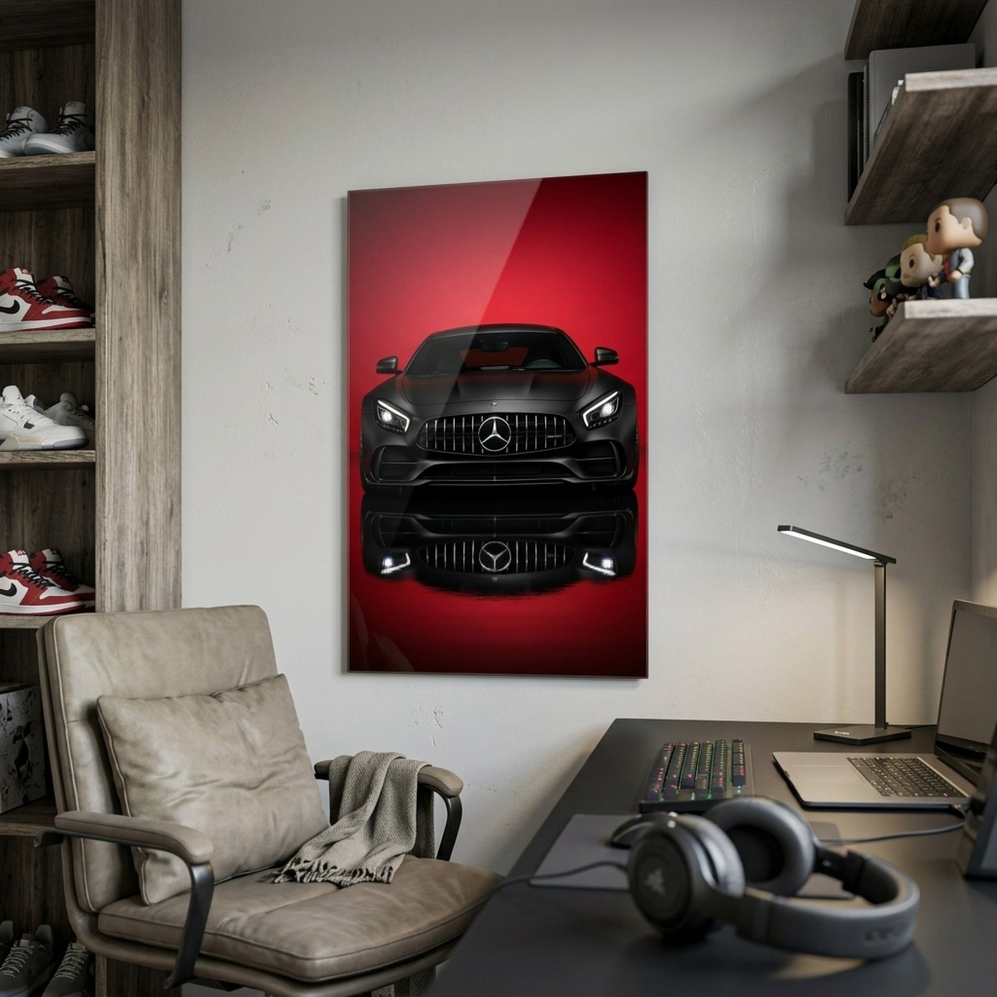 Mat Siyah Mercedes AMG GT Araba Dikey Cam Tablo