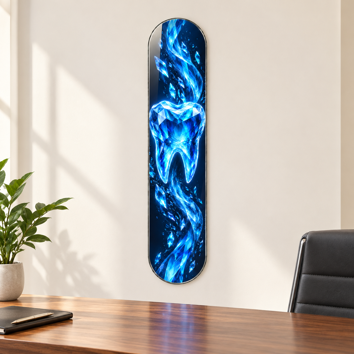 Safir Kristal Diş Dikey Skate Board Cam Tablo - hekim odasi