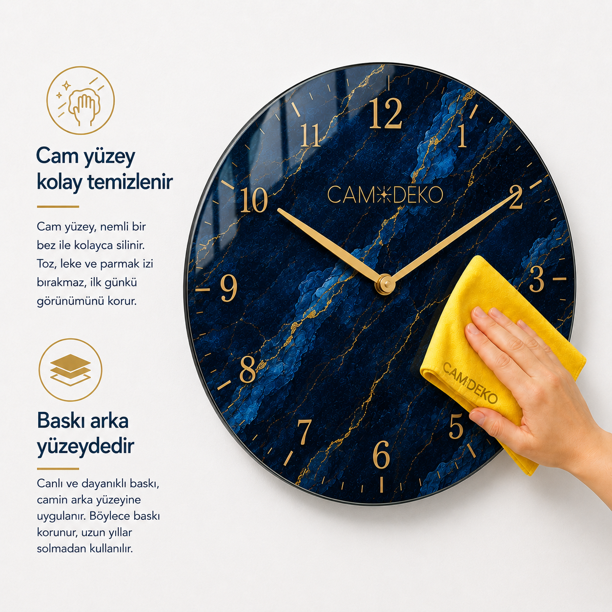 CAMDEKO saat kolay temizlenen cam yüzey ve arka yüzey baskı