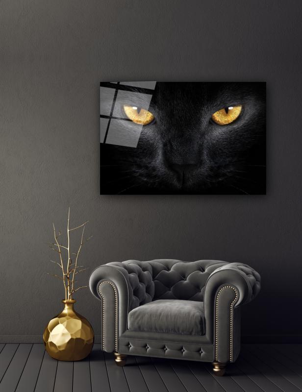 Kedi Yatay Cam Tablo