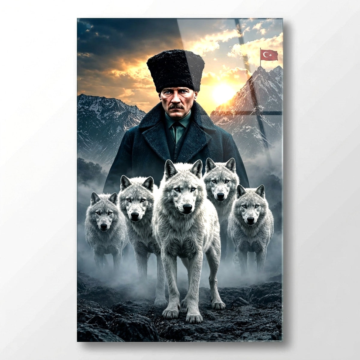 Atatürk ve Kurtlar Meclisi Dikey Cam Tablo