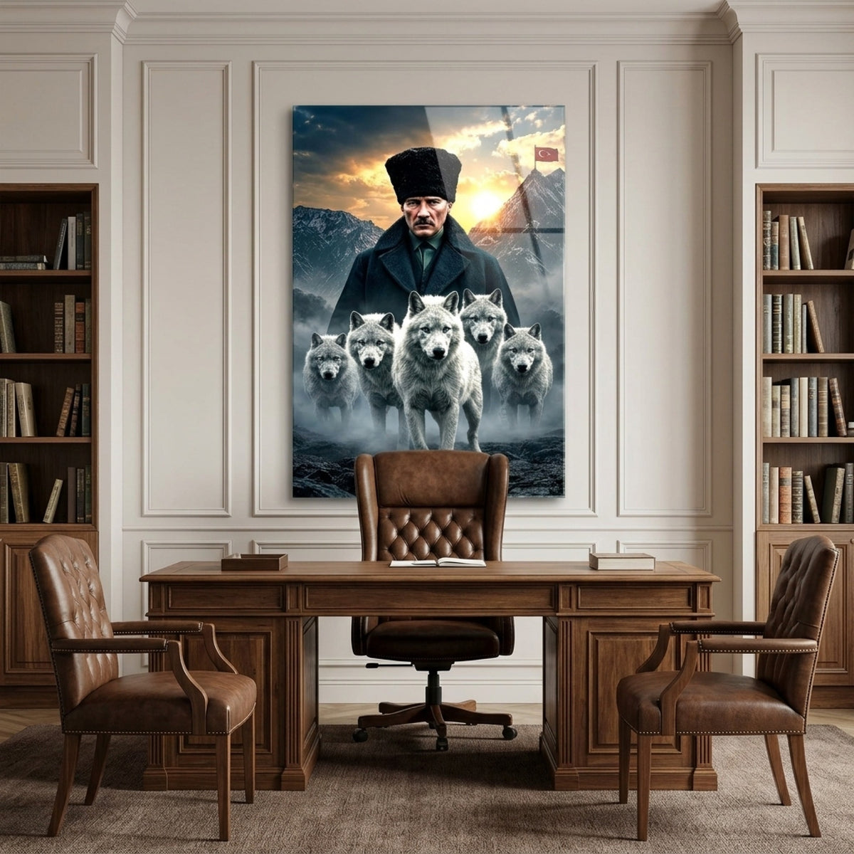 Atatürk ve Kurtlar Meclisi Dikey Cam Tablo