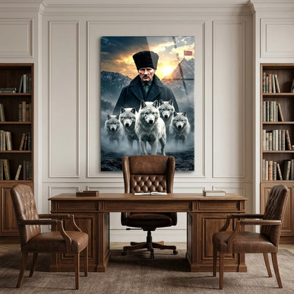 Atatürk ve Kurtlar Meclisi Dikey Cam Tablo