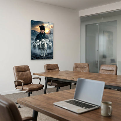Atatürk ve Kurtlar Meclisi Dikey Cam Tablo