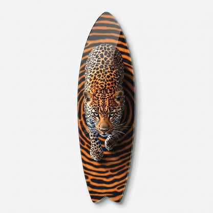 Modern Soyut Geometrik Leopar Deseni Surf Board Cam Tablo