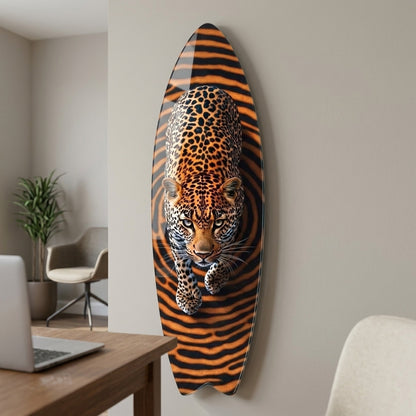 Modern Soyut Geometrik Leopar Deseni Surf Board Cam Tablo