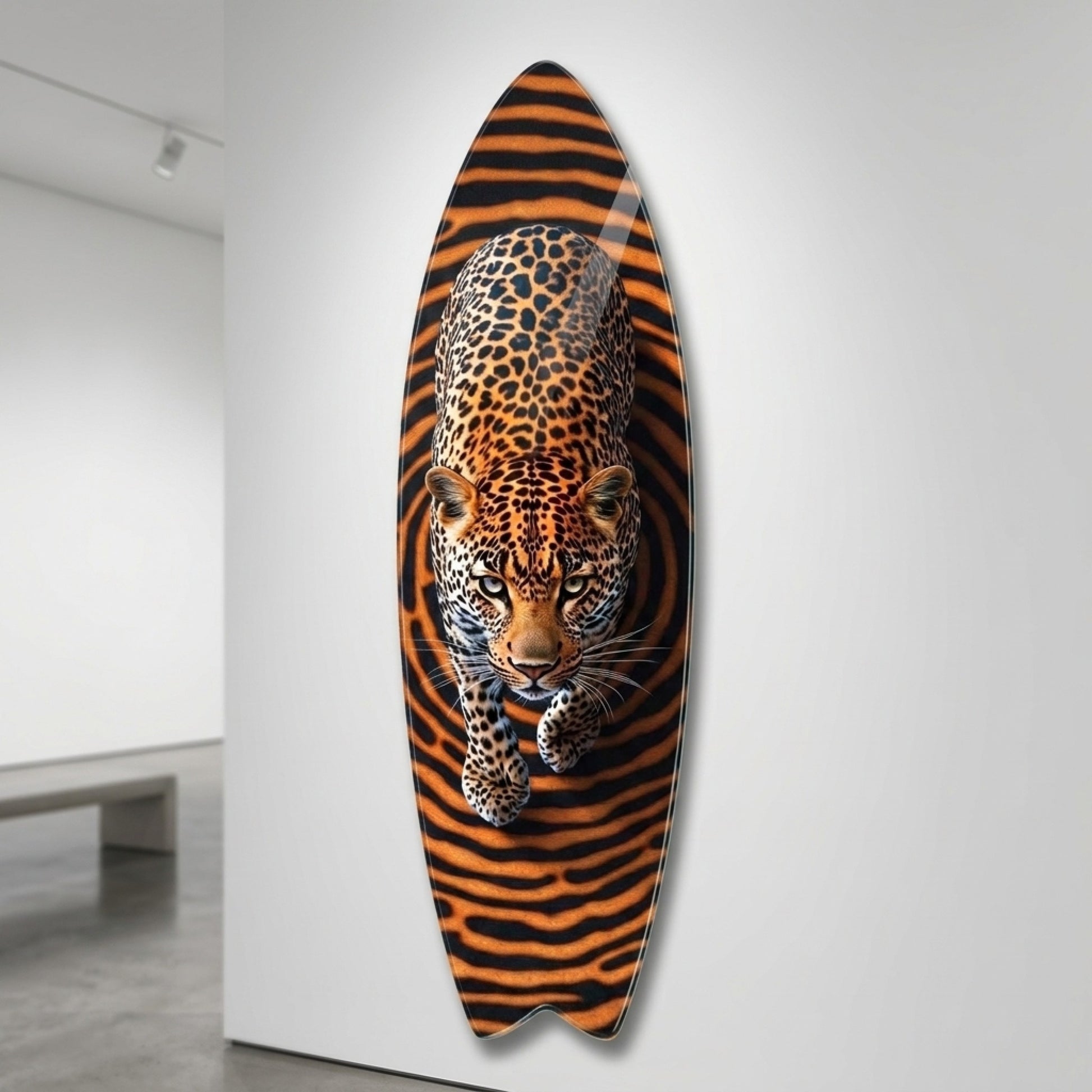 Modern Soyut Geometrik Leopar Deseni Surf Board Cam Tablo
