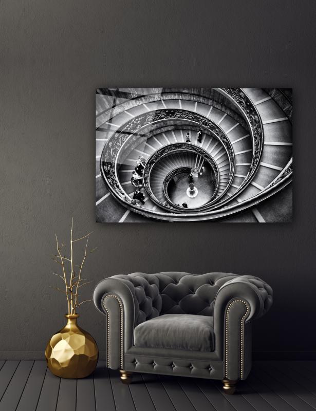 Spiral Merdivenler Yatay Cam Tablo