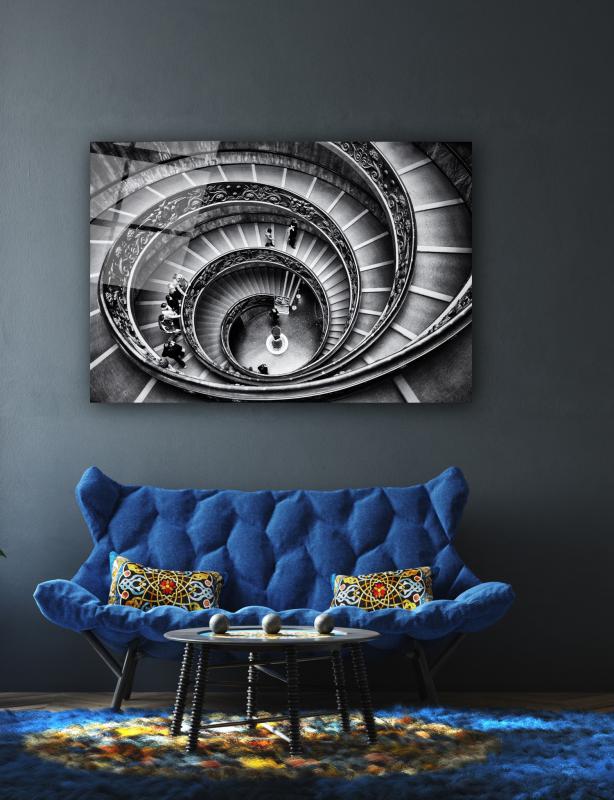 Spiral Merdivenler Yatay Cam Tablo