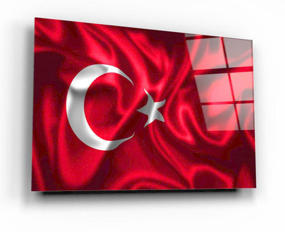 Türk Bayrağı Yatay Cam Tablo