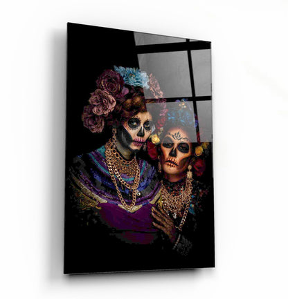Kadın Silüeti Dikey Cam Tablo