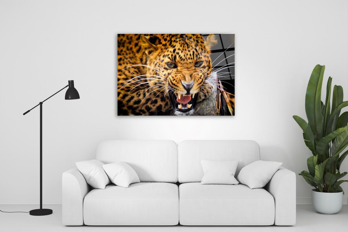 Leopar Yatay Cam Tablo