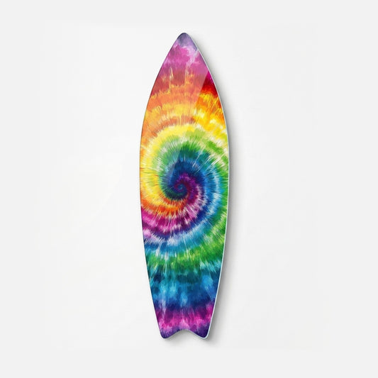 Rengarenk Gökkuşağı Spiral Tie-Dye Deseni Surf Board Cam Tablo