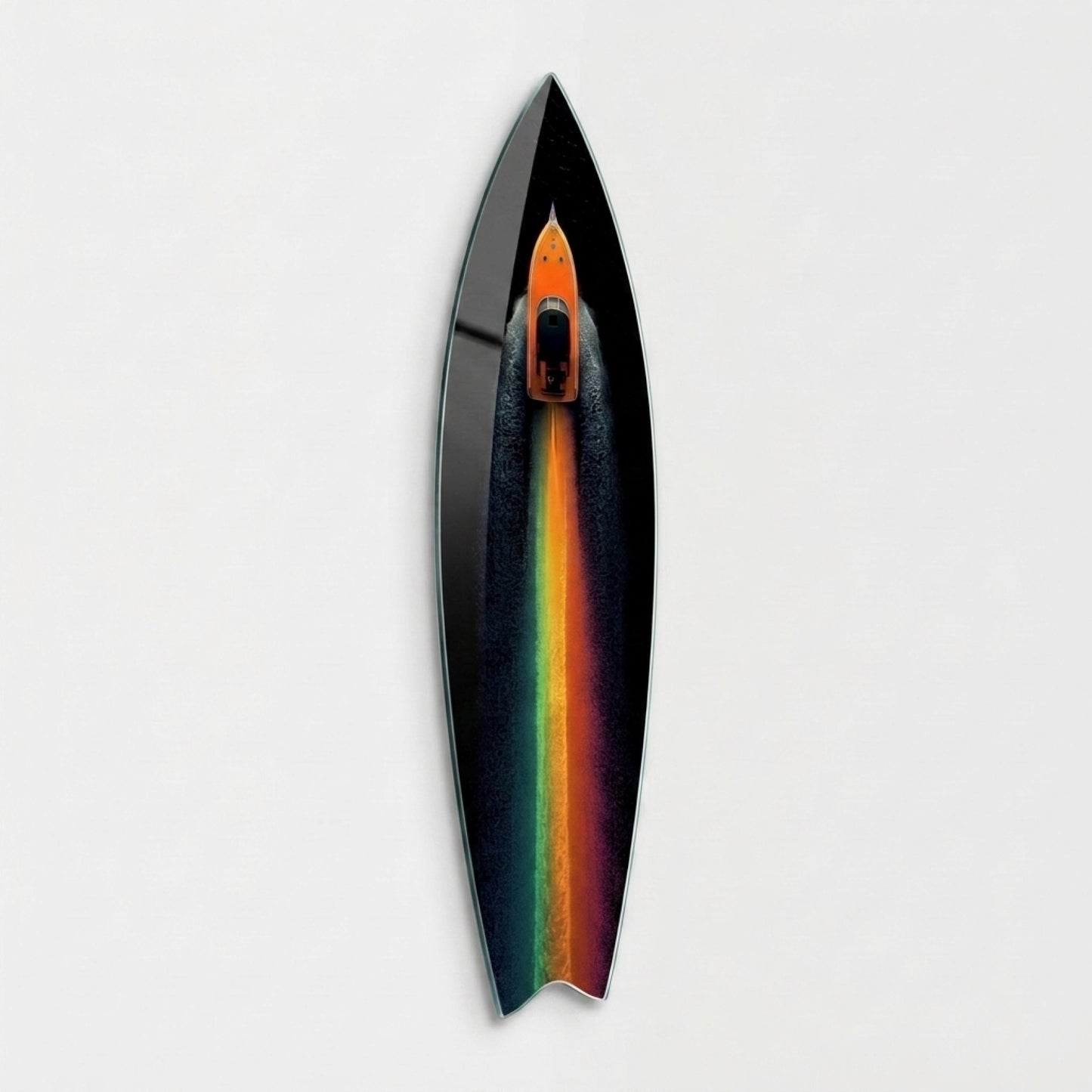 Modern Renkli İz Bırakan Tekne Surf Board Cam Tablo