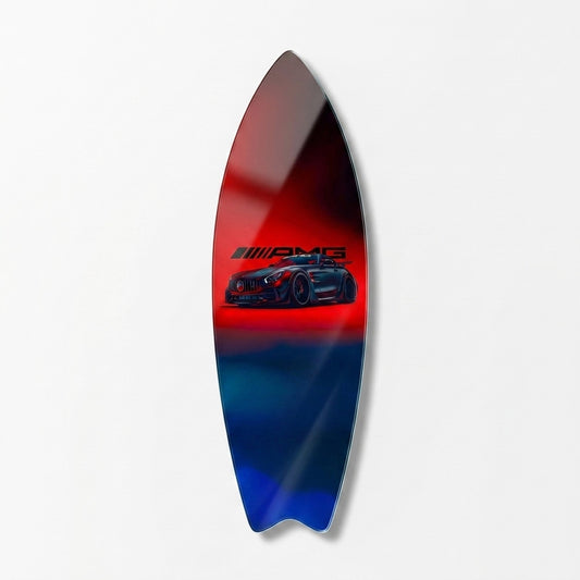 Modern Spor Araba Kontrastlı Duvar Dekoru Surf Board Cam Tablo