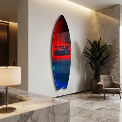 Modern Spor Araba Kontrastlı Duvar Dekoru Surf Board Cam Tablo