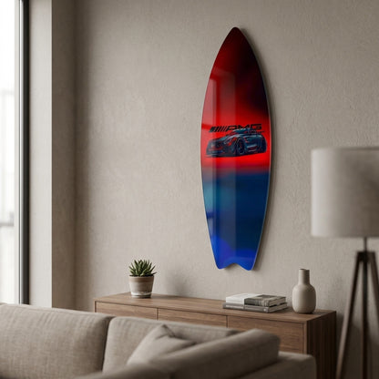 Modern Spor Araba Kontrastlı Duvar Dekoru Surf Board Cam Tablo