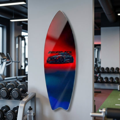 Modern Spor Araba Kontrastlı Duvar Dekoru Surf Board Cam Tablo