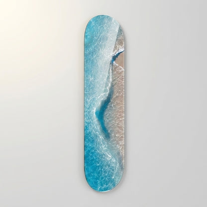 Turkuaz Deniz ve Kumsal Skate Board Cam Tablo