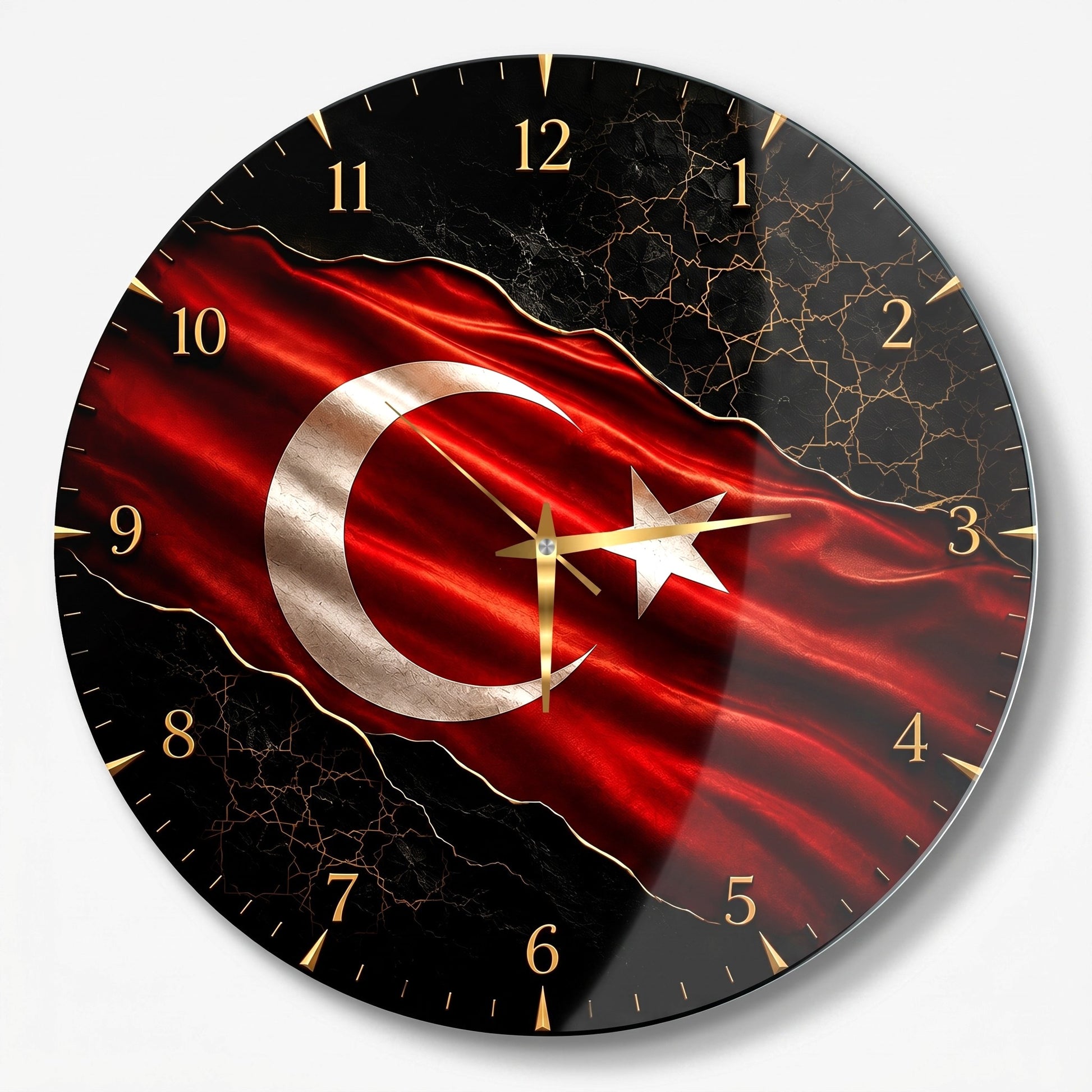 Turk Bayrakli Saat Cam Saat