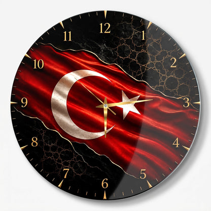 Turk Bayrakli Saat Cam Saat