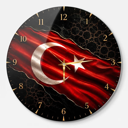 Turk Bayrakli Saat Cam Saat