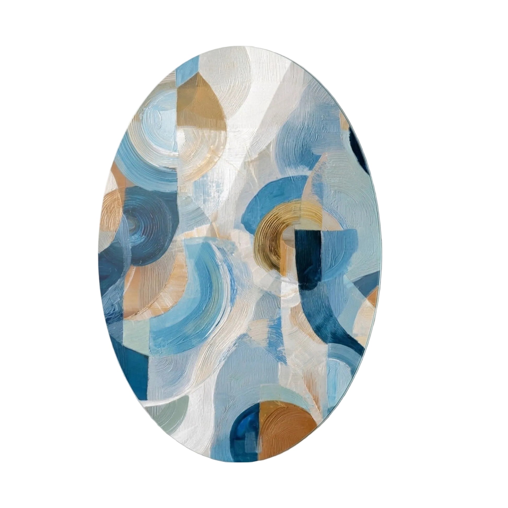 Modern Oval Geometrik Soyut Oval Dikey Cam Tablo