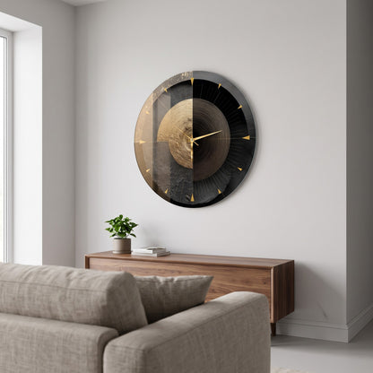 Modern Altın Siyah Saat Tasarımı Cam Saat