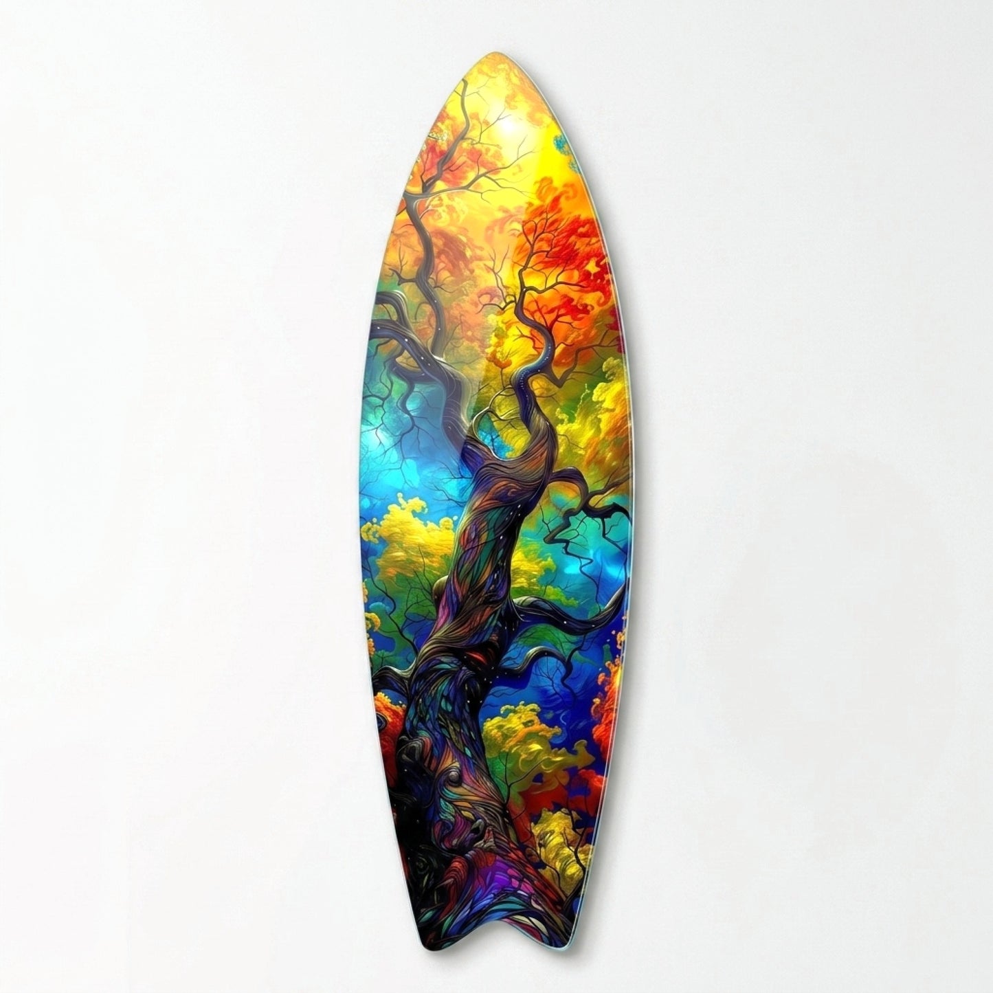 Renkli Hayat Ağacı Soyut Sanat Surf Board Cam Tablo