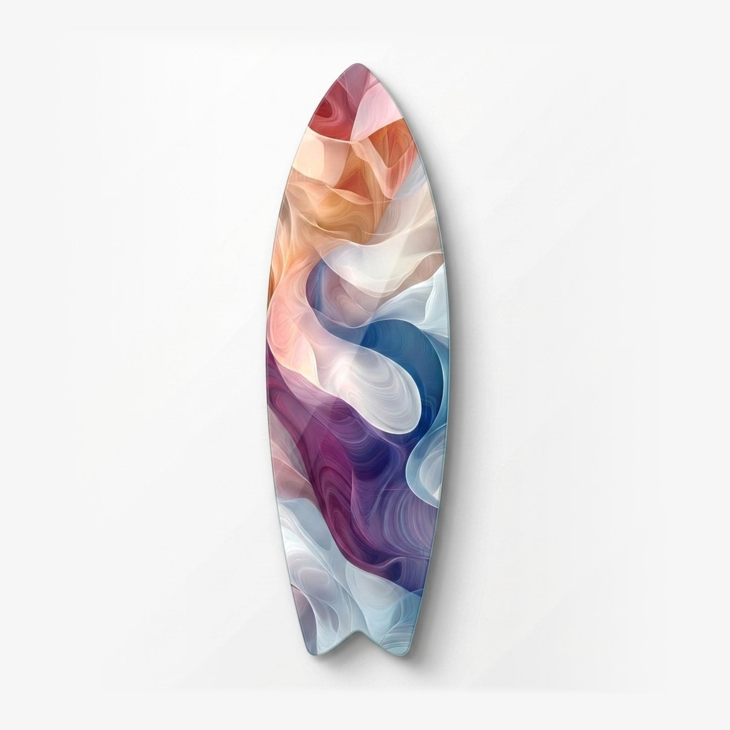 Modern Soyut Renkli Akışkan Dalgalar Sanatı Surf Board Cam Tablo