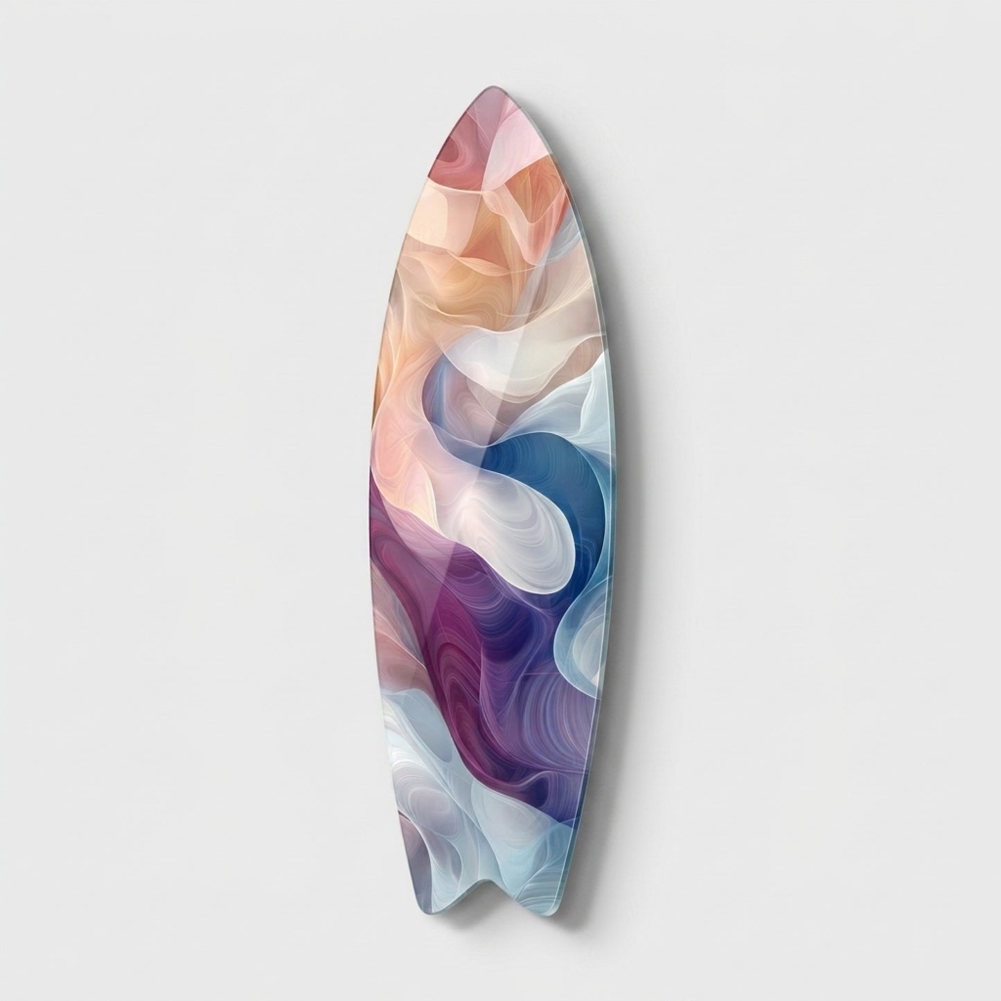 Modern Soyut Renkli Akışkan Dalgalar Sanatı Surf Board Cam Tablo