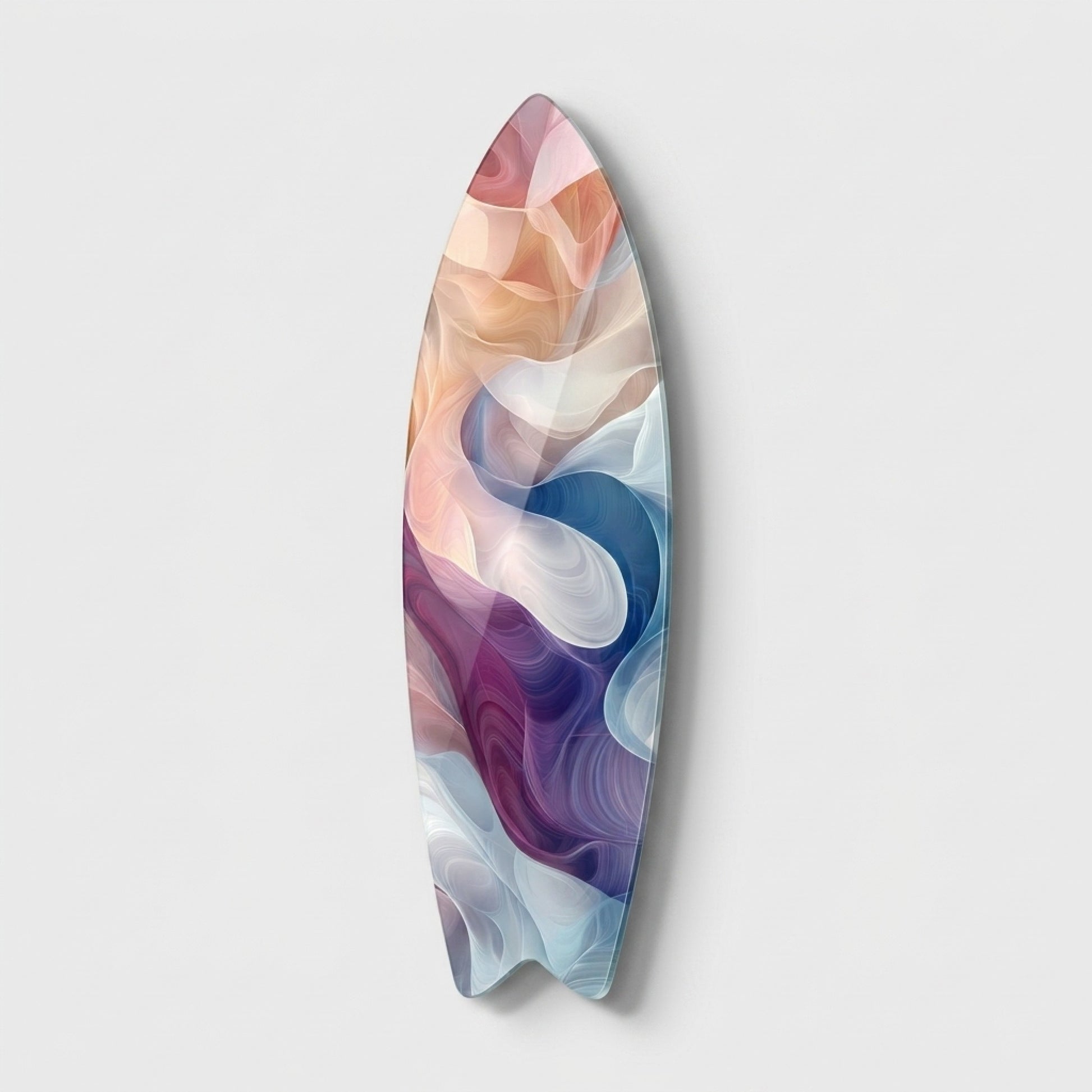 Modern Soyut Renkli Akışkan Dalgalar Sanatı Surf Board Cam Tablo