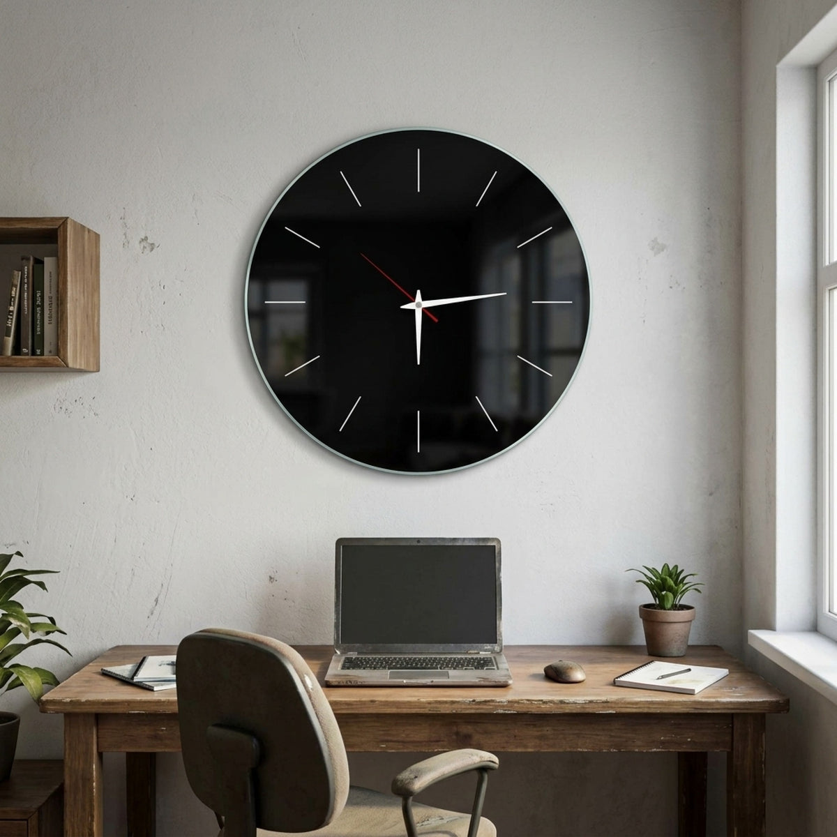 Minimalist Siyah Cam Saat