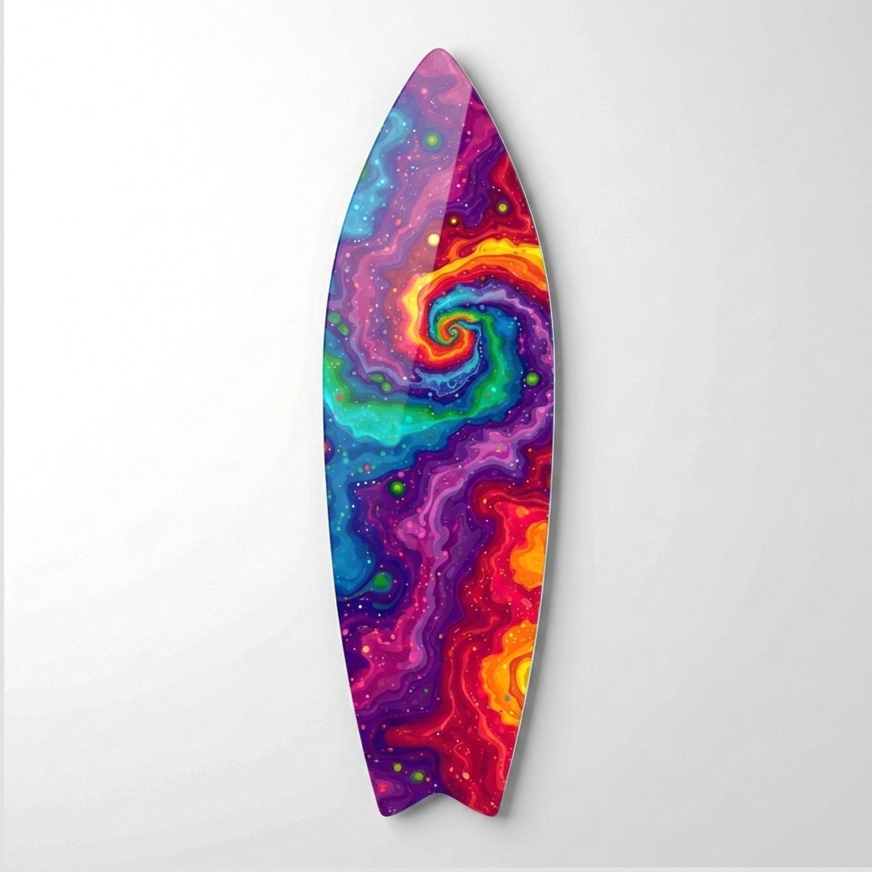 Rengarenk Psychedelic Girdap Soyut Sanat Surf Board Cam Tablo