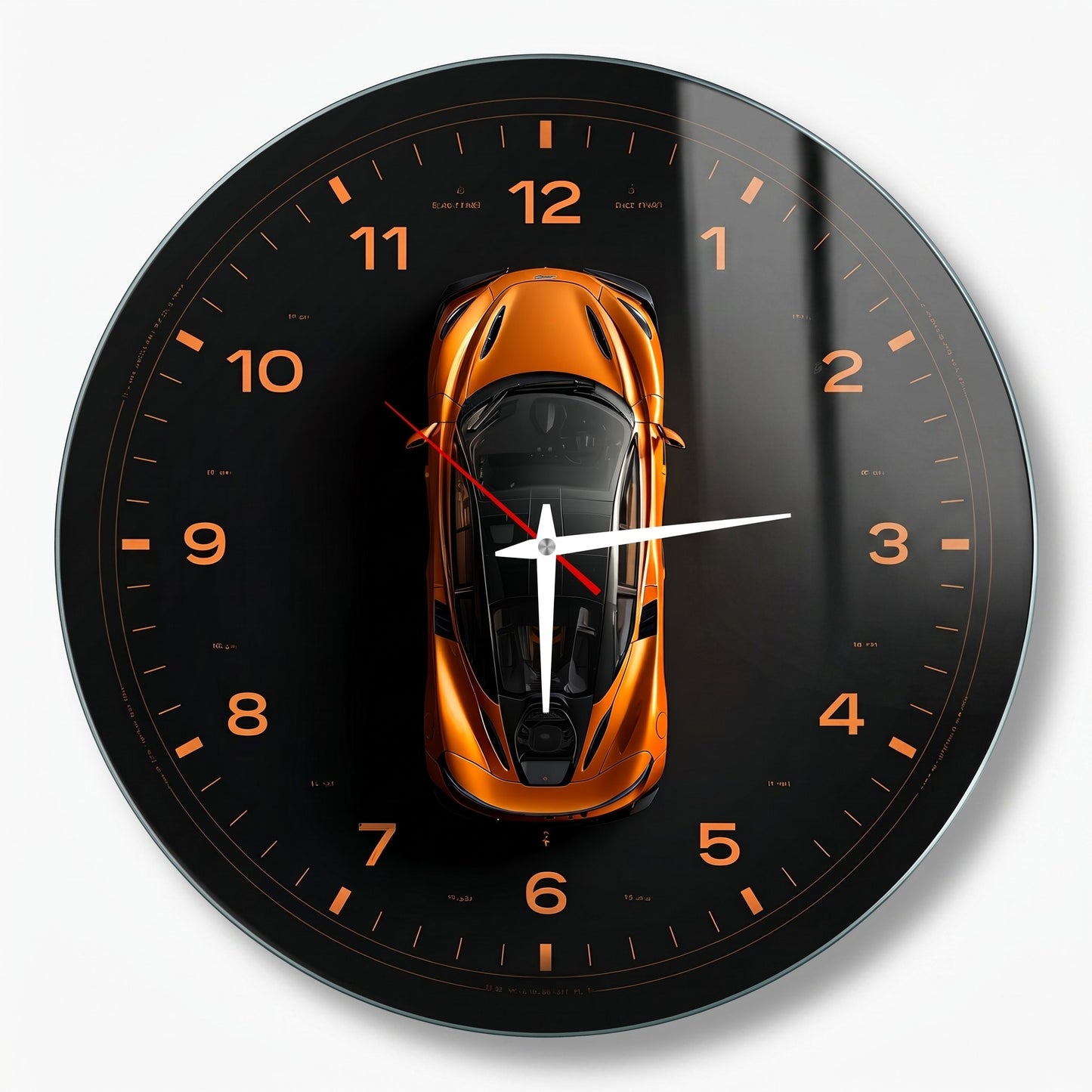 Turuncu Supercar Saat Tasarımı Cam Saat