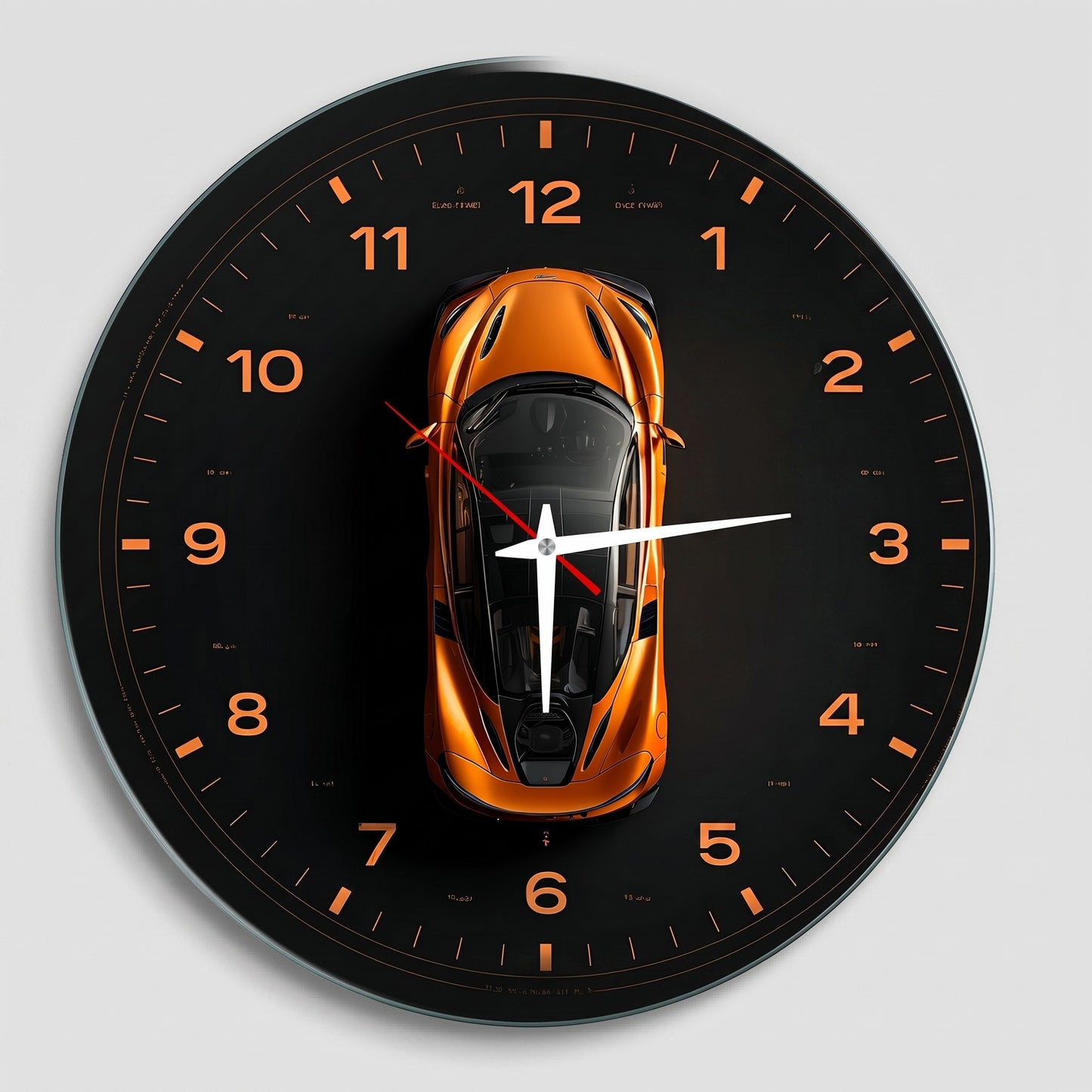 Turuncu Supercar Saat Tasarımı Cam Saat