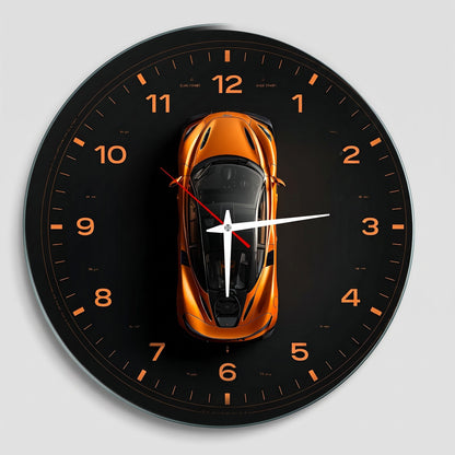 Turuncu Supercar Saat Tasarımı Cam Saat