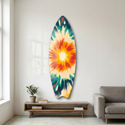 Modern Renkli Tie-Dye Desenli Duvar Dekoru Surf Board Cam Tablo