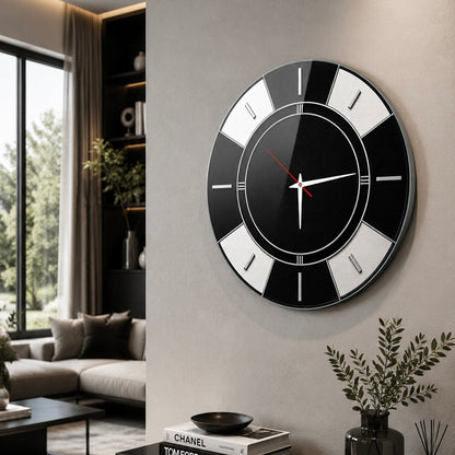 Art Deco Stil Siyah Beyaz Cam Saat