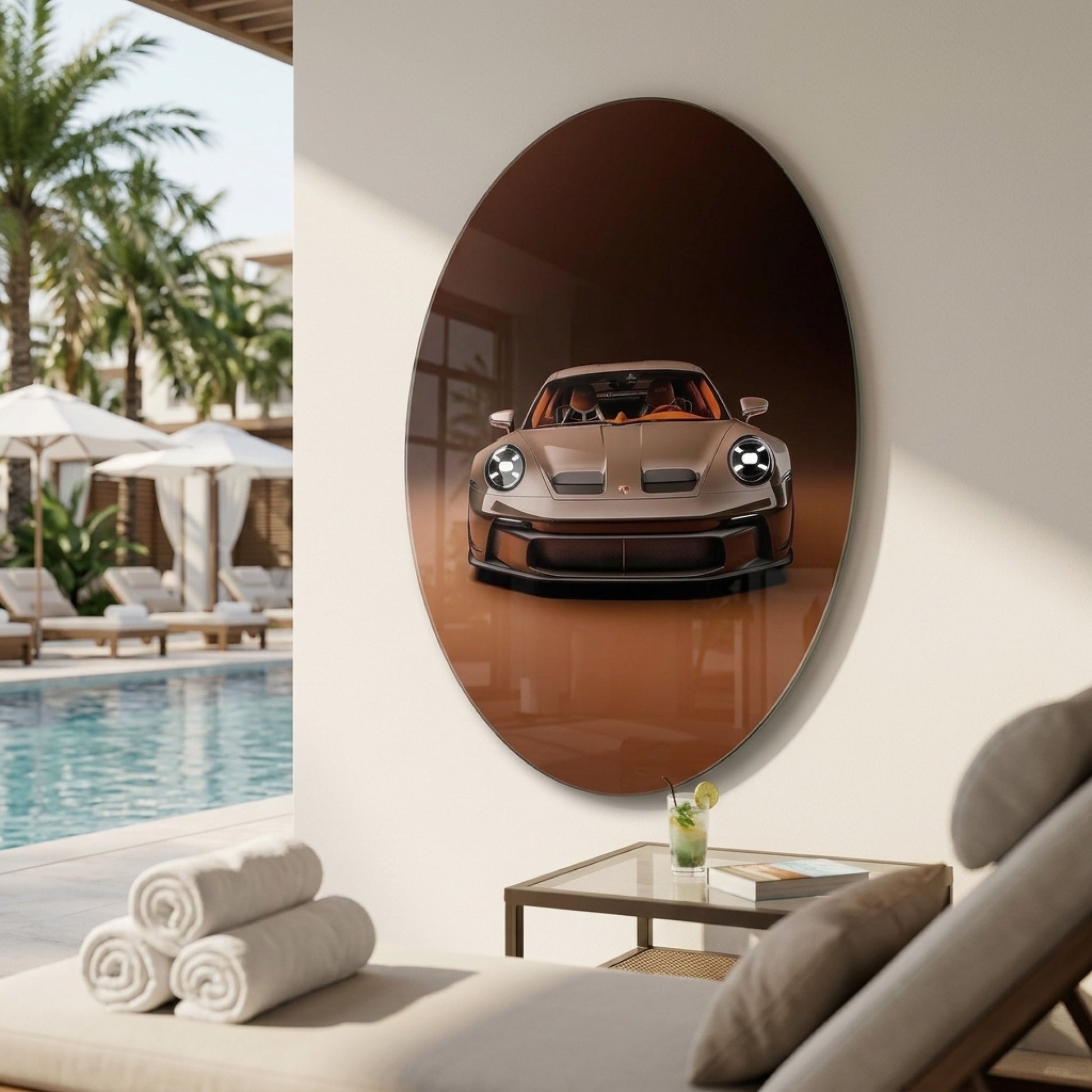 Hız Tutkunlarına Özel Prestijli Spor Araba Oval Dikey Cam Tablo