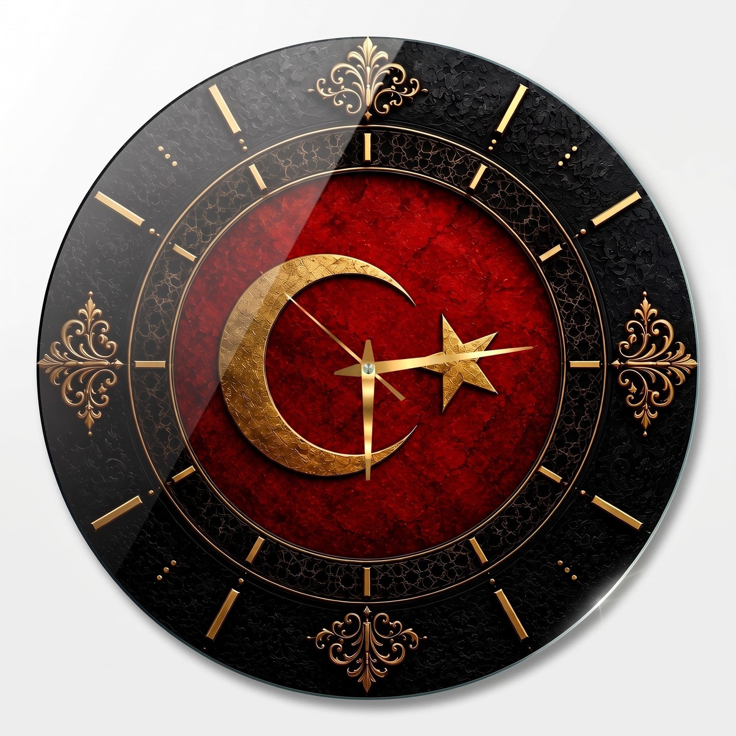Osmanlı Ay Yıldız Saat Tasarımı Cam Saat
