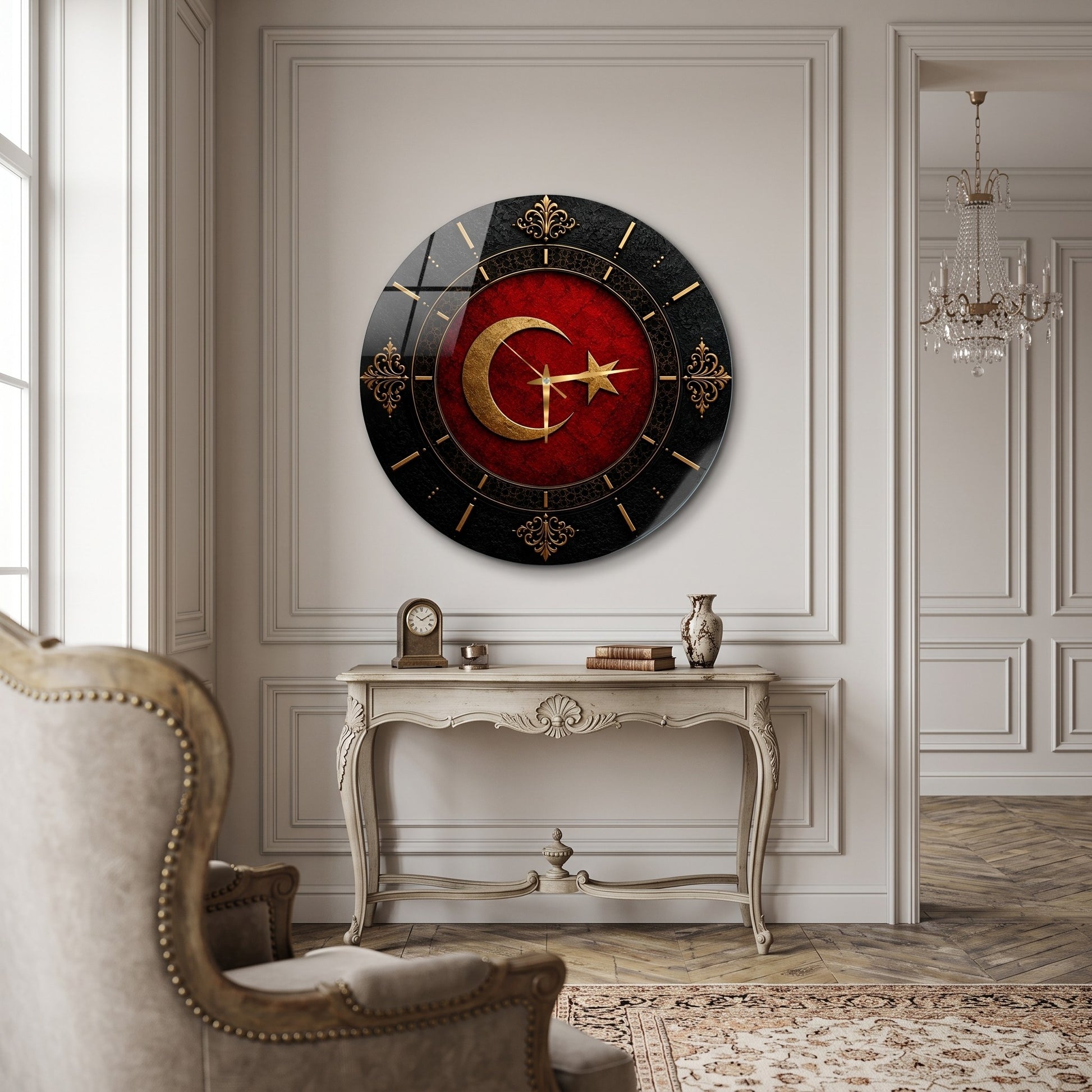 Osmanlı Ay Yıldız Saat Tasarımı Cam Saat