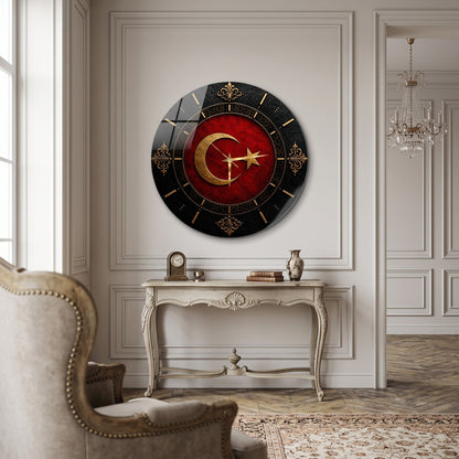 Osmanlı Ay Yıldız Saat Tasarımı Cam Saat