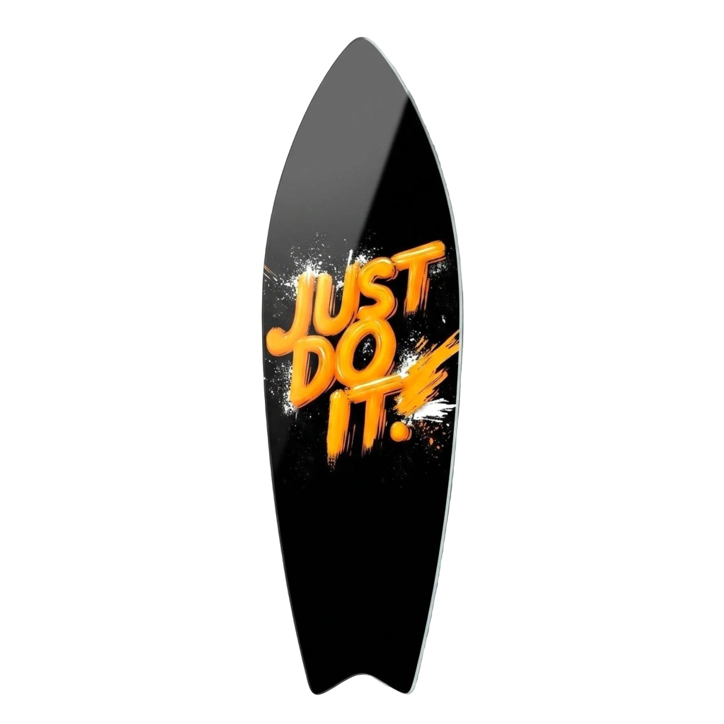 Just Do It Turuncu Boya Efektli Surf Board Cam Tablo