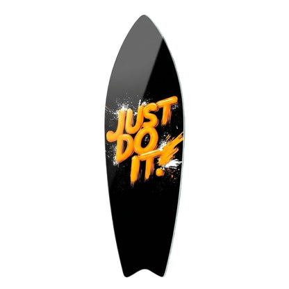 Just Do It Turuncu Boya Efektli Surf Board Cam Tablo