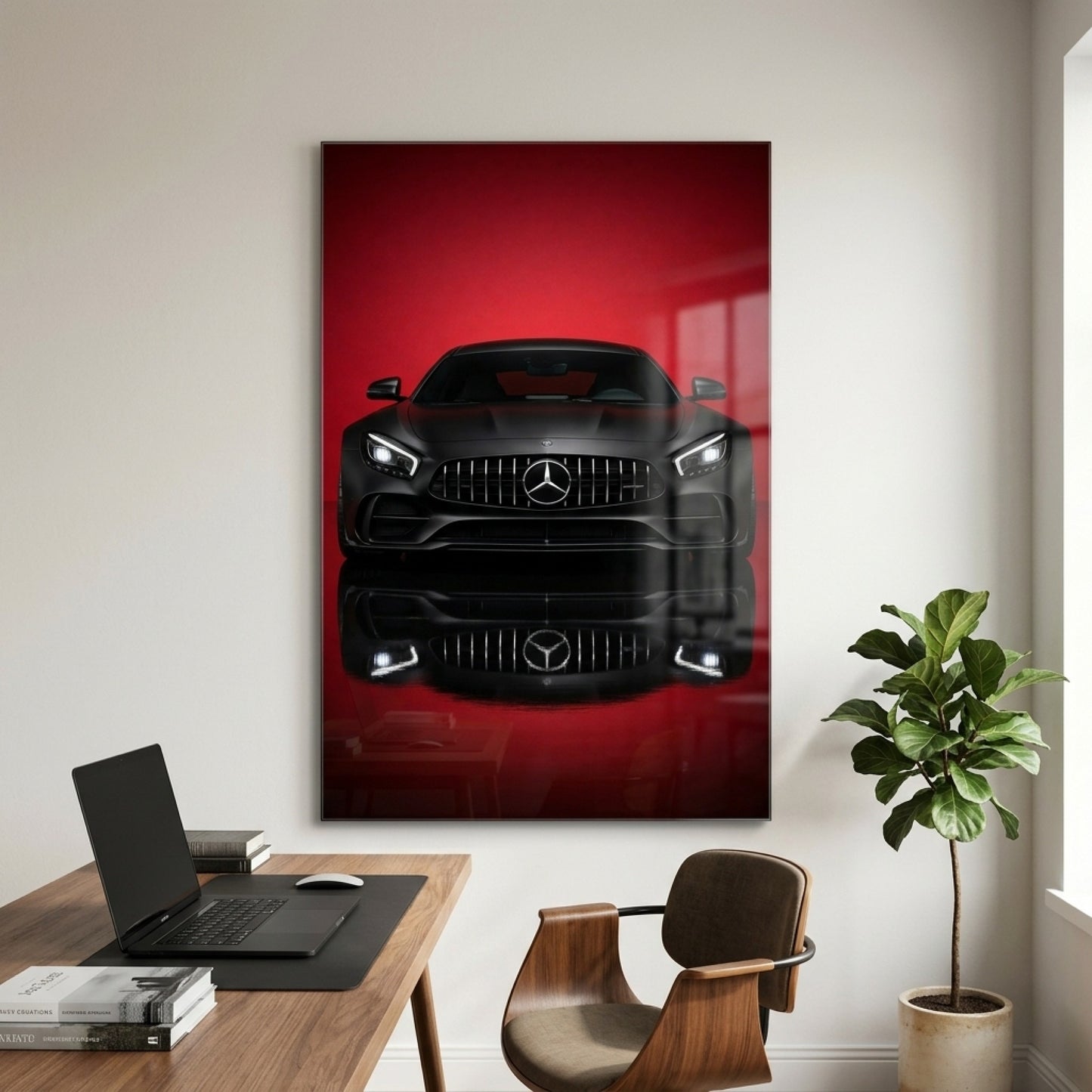 Mat Siyah Mercedes AMG GT Araba Dikey Cam Tablo