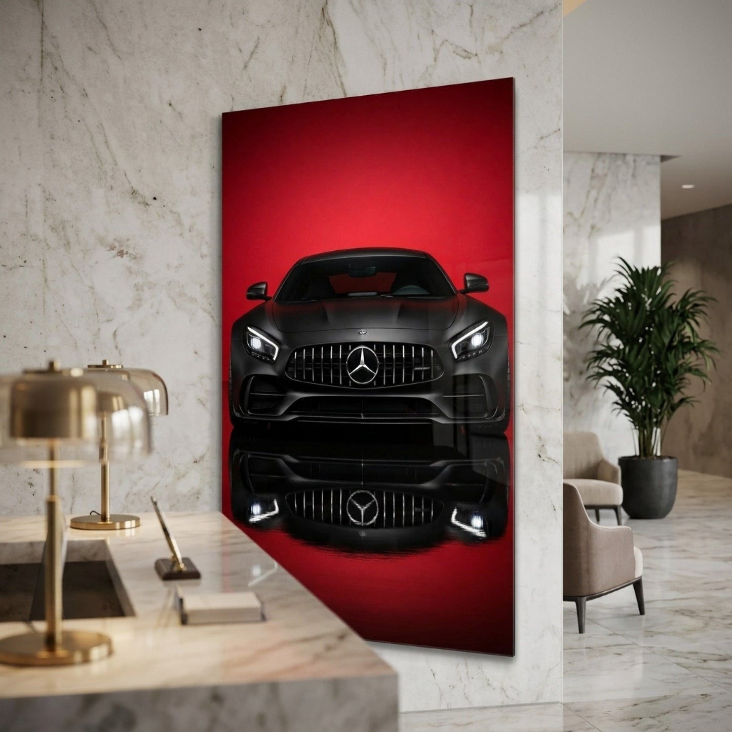 Mat Siyah Mercedes AMG GT Araba Dikey Cam Tablo
