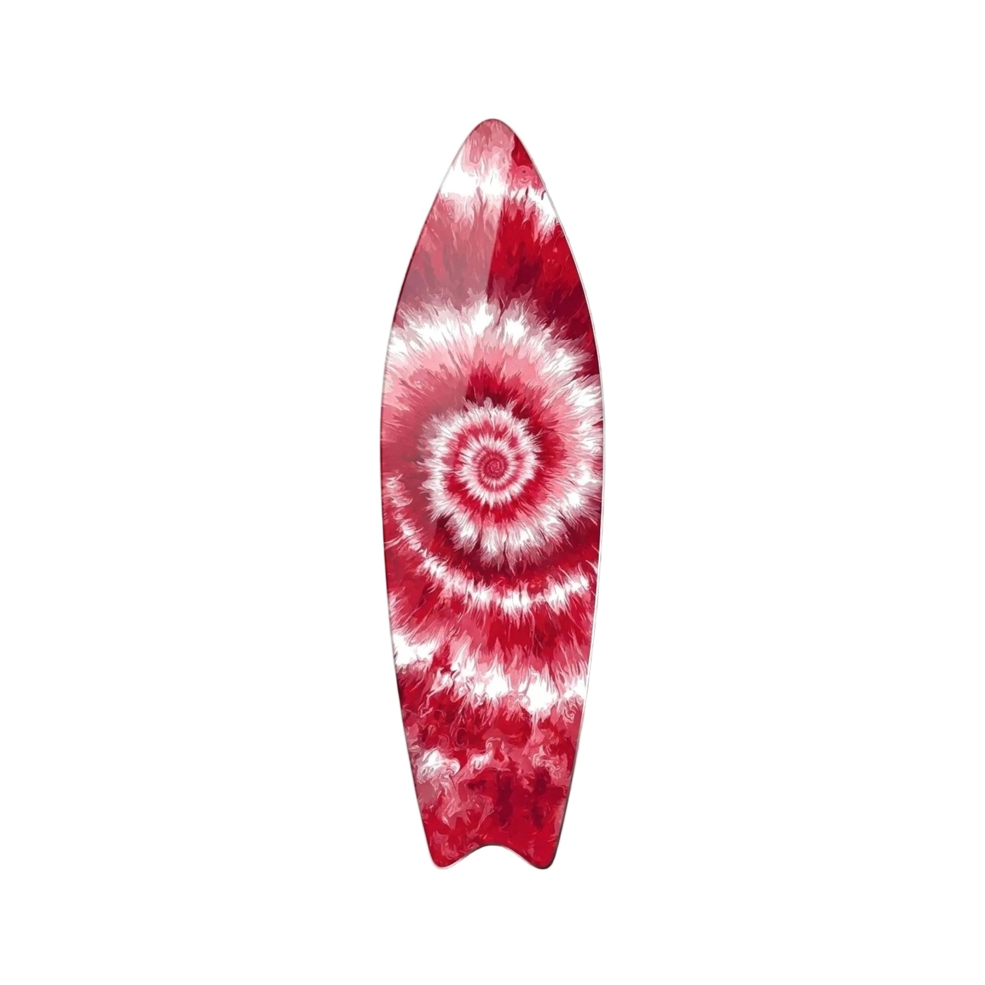 Kırmızı Beyaz Girdap Desenli Tie-Dye Surf Board Cam Tablo