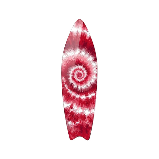 Kırmızı Beyaz Girdap Desenli Tie-Dye Surf Board Cam Tablo